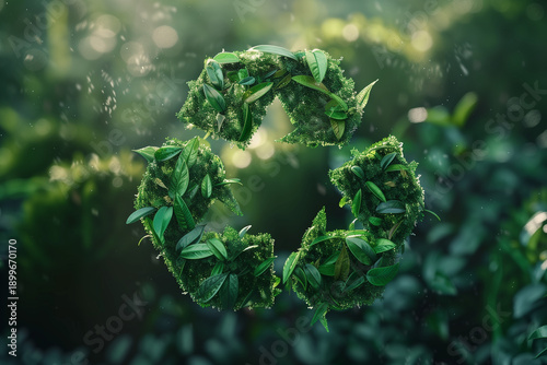 Abstract 3D recycle symbol for sustainability and circular economy