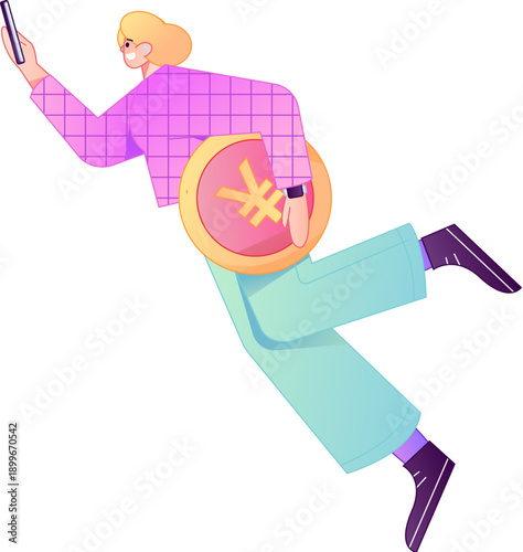 Professional sketch illustration of a figure holding a gold coin, depicting its body movements.
