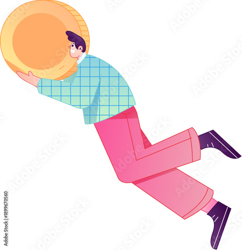 Professional sketch illustration of a figure holding a gold coin, depicting its body movements.
