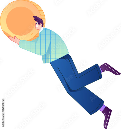 Professional sketch illustration of a figure holding a gold coin, depicting its body movements.
