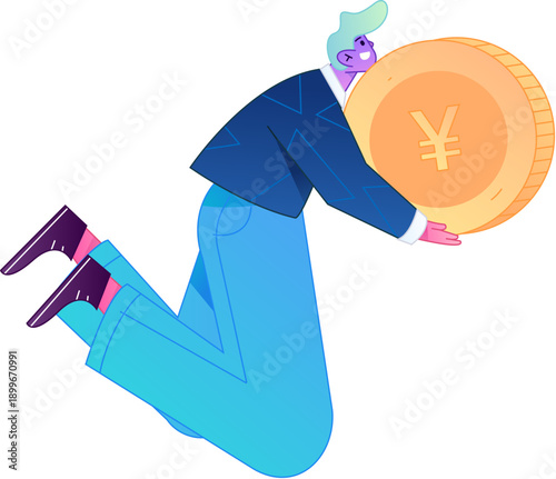 Professional sketch illustration of a figure holding a gold coin, depicting its body movements.
