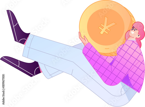 Professional sketch illustration of a figure holding a gold coin, depicting its body movements.
