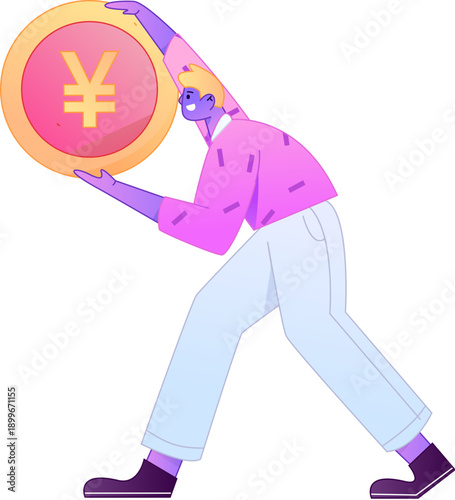 Professional sketch illustration of a figure holding a gold coin, depicting its body movements.
