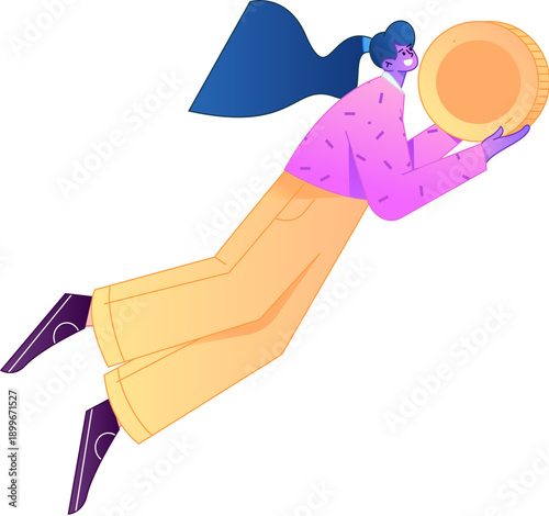 Professional sketch illustration of a figure holding a gold coin, depicting its body movements.
