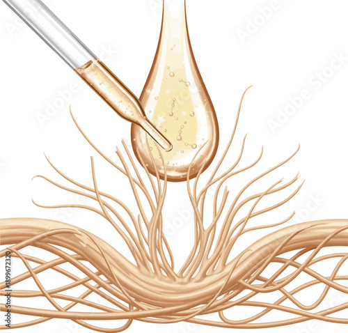 Isolated a realistic Collagen or retinol serum revitalizing aging elastin fibers vector art with white background..
