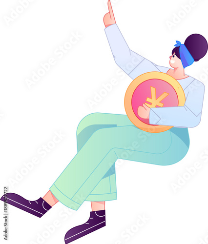 Professional sketch illustration of a figure holding a gold coin, depicting its body movements.
