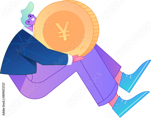 Professional sketch illustration of a figure holding a gold coin, depicting its body movements.
