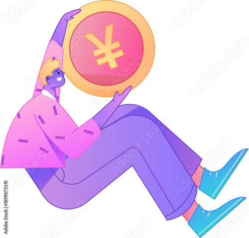 Professional sketch illustration of a figure holding a gold coin, depicting its body movements.
