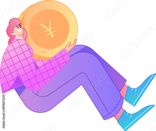 Professional sketch illustration of a figure holding a gold coin, depicting its body movements.

