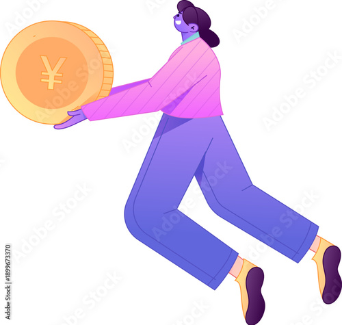 Professional sketch illustration of a figure holding a gold coin, depicting its body movements.

