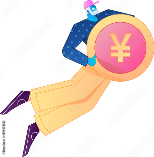 Professional sketch illustration of a figure holding a gold coin, depicting its body movements.
