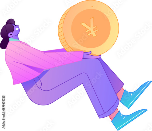 Professional sketch illustration of a figure holding a gold coin, depicting its body movements.
