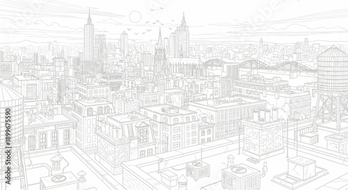  a-city-rooftop-view-line-art