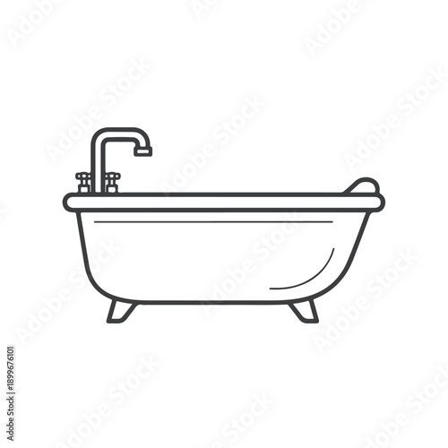 Bathtub with Faucet and Clawfoot Design