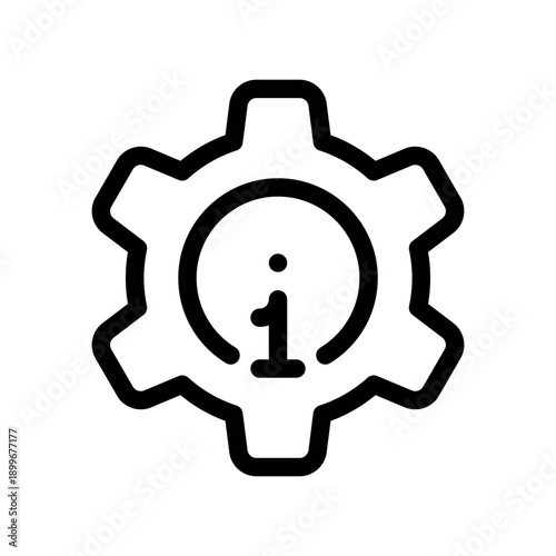 Gear icon containing letter i for information