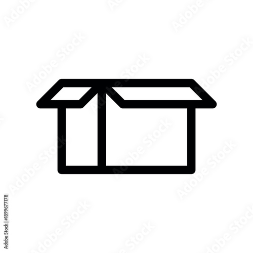 Open empty cardboard box with lid flaps out