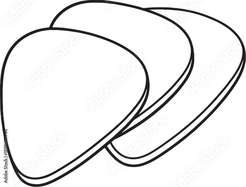 Guitar Picks Stack Black and White Line Art Icon