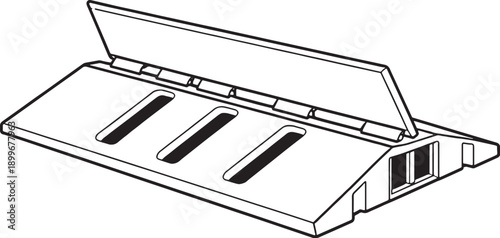 Cable Ramp Protector Black and White 3D Lite Line Art