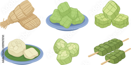 Ramadan Food Collection with Iftar Drinks, Ketupat, and Eid Cookies in Jars