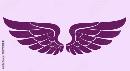 Purple angel wings on a light pink background.