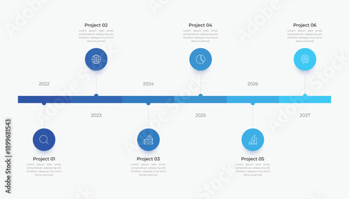 Timeline Infographic Template With Six Steps And Map Pin Markers