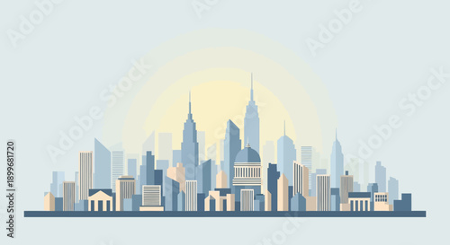 City Skyline with Modern Tall Buildings.