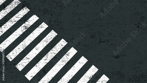 Asphalt road with pedestrian crosswalk lines. Top view of pedestrian zebra crossing, safety walk signs. White and yellow line marks on black asphalt of city lane, road or highway, vector illustration