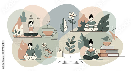 Woman Practicing Yoga in Serene Surroundings.