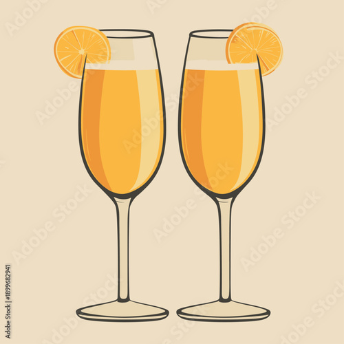 Elegant champagne flutes with sparkling drink