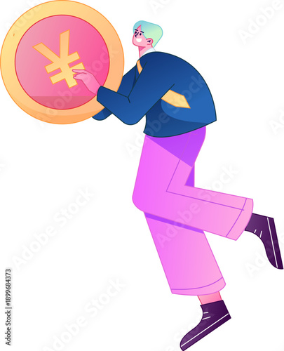 Professional sketch illustration of a figure holding a gold coin, depicting its body movements.
