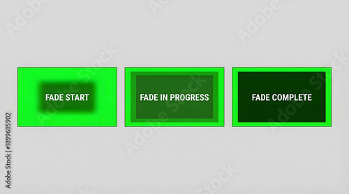 Green fade in progress status animation sequence