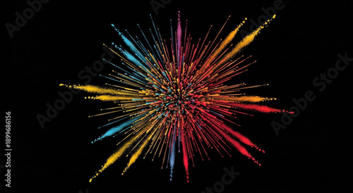 Colorful Fireworks Exploding on Black Background
