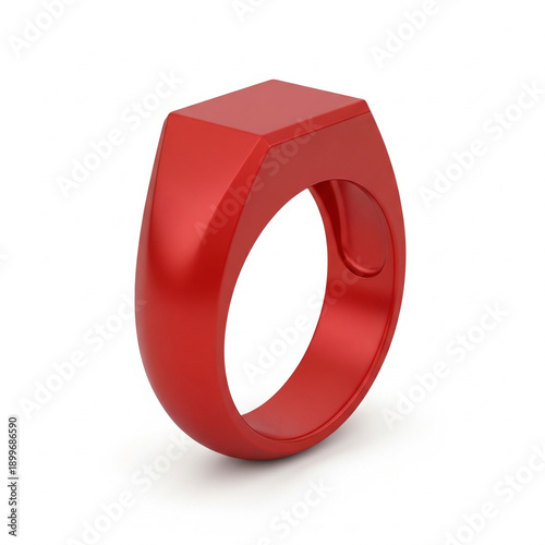 bold red ring, matte finish, clean 3D design, isolated on white background