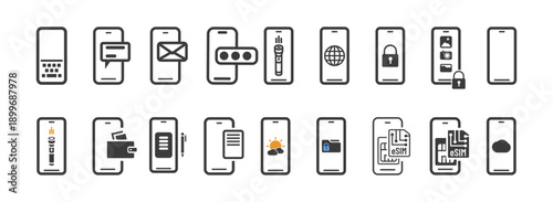 Set of technoloogy icons. Mobile phone vector illustration