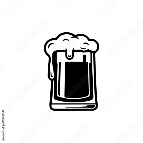 Big mug of cold beer with foam and bubble. retro style beer  mug glass with foam vector illustration.