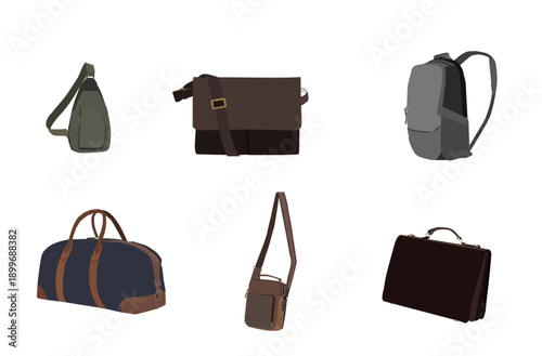 Set of Various Bags – Vector Illustration