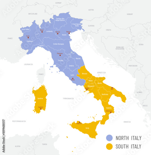 Italy North vs South regional map