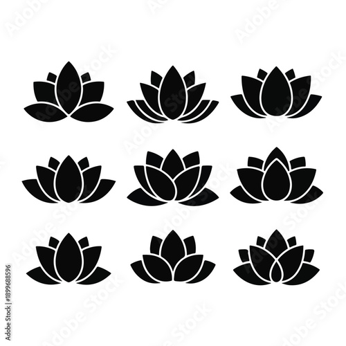 Lotus Flower Silhouette Set