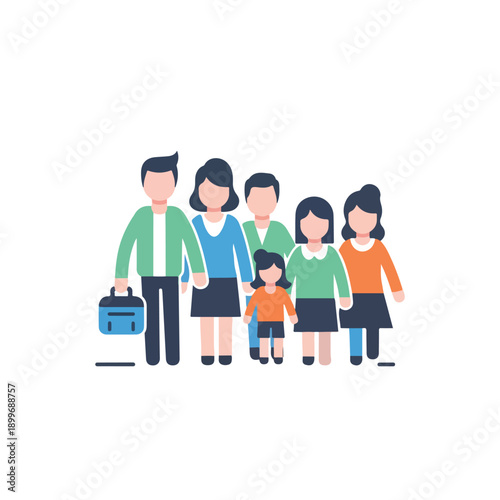 Family Group Portrait with Adults and Child