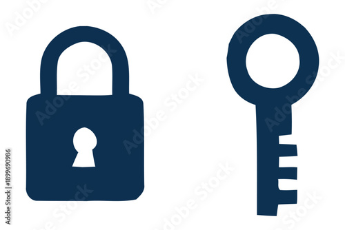 A padlock and key icon set for security and protection concepts