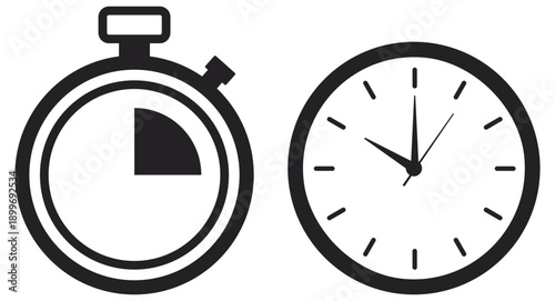 Time management with stopwatch and clock icons for productivity