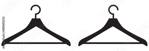 Two black coat hangers on white background