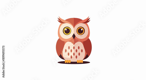 A cute cartoon owl with big, expressive eyes and patterned chest feathers