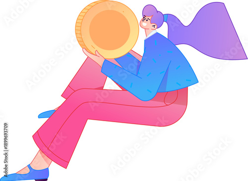 Professional sketch illustration of a figure holding a gold coin, depicting its body movements.
