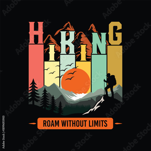 Collection of vintage style adventure and outdoor themed graphic designs