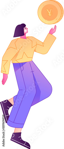 Professional sketch illustration of a figure holding a gold coin, depicting its body movements.
