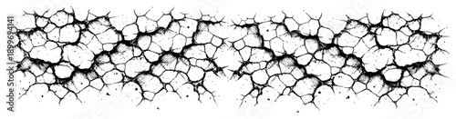 Horizontal seamless border texture showing jagged cracks in the ground