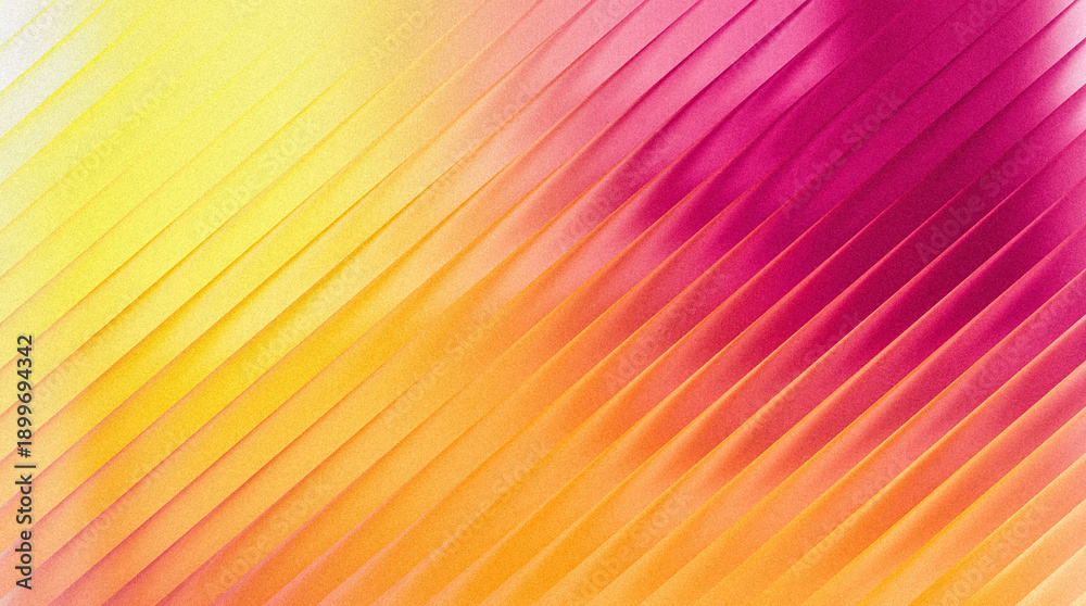 Obraz premium Grainy vibrant abstract textured background with diagonal gradient pattern in shades of yellow, orange, and pink creating a dynamic and colorful visual effect