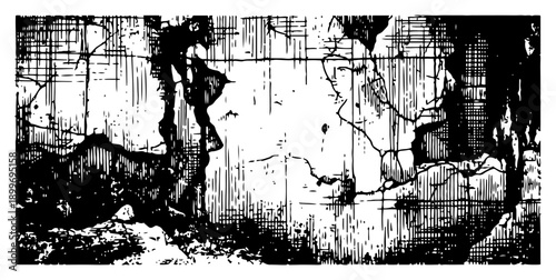 Heavy grunge wall texture with peeling paint and cracks