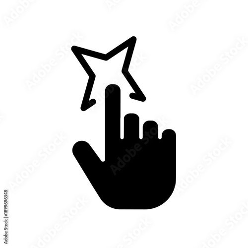 Touch screen finger hand press push - solid icon vector	